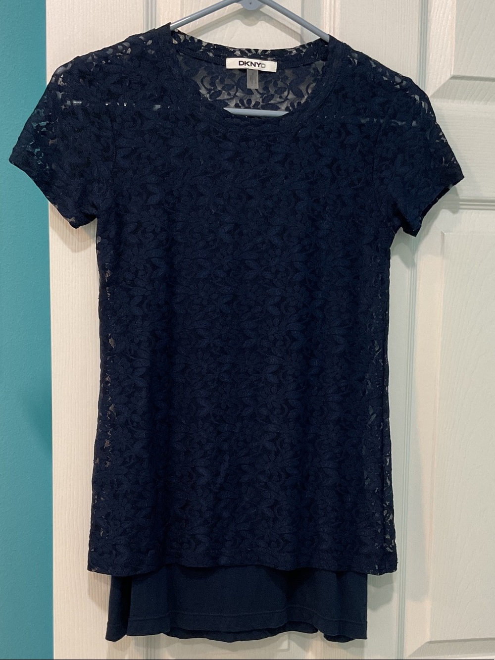 Ladies navy blue lace top